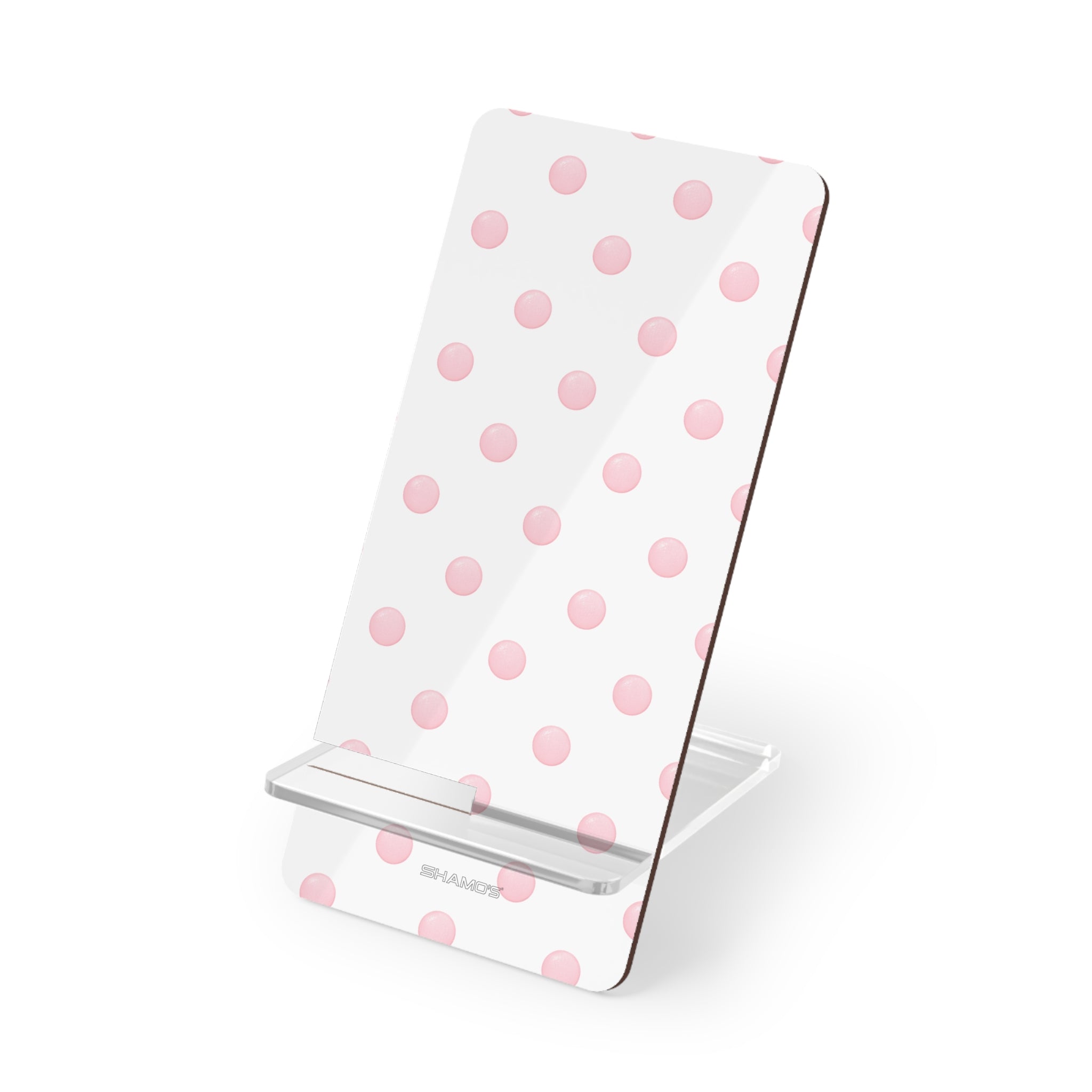 Polka Dot Phone Stand – Pink Dots Mobile Display Stand for Smartphones