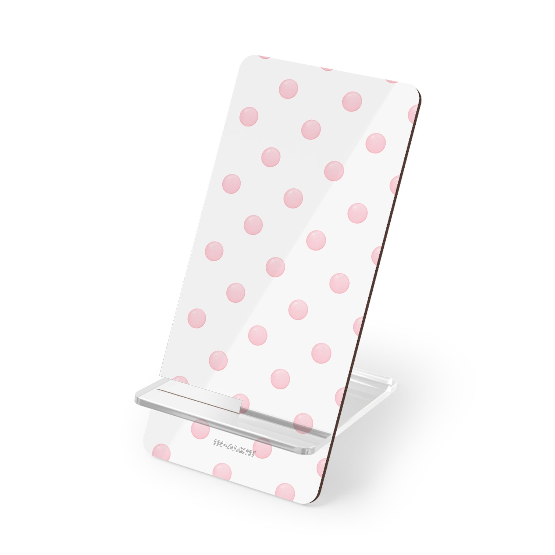 Polka Dot Phone Stand – Pink Dots Mobile Display Stand for Smartphones