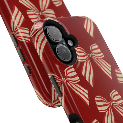 Holiday Red Bow iPhone Case — Impact‑Resistant iPhone Cover with MagSafe compatibility
