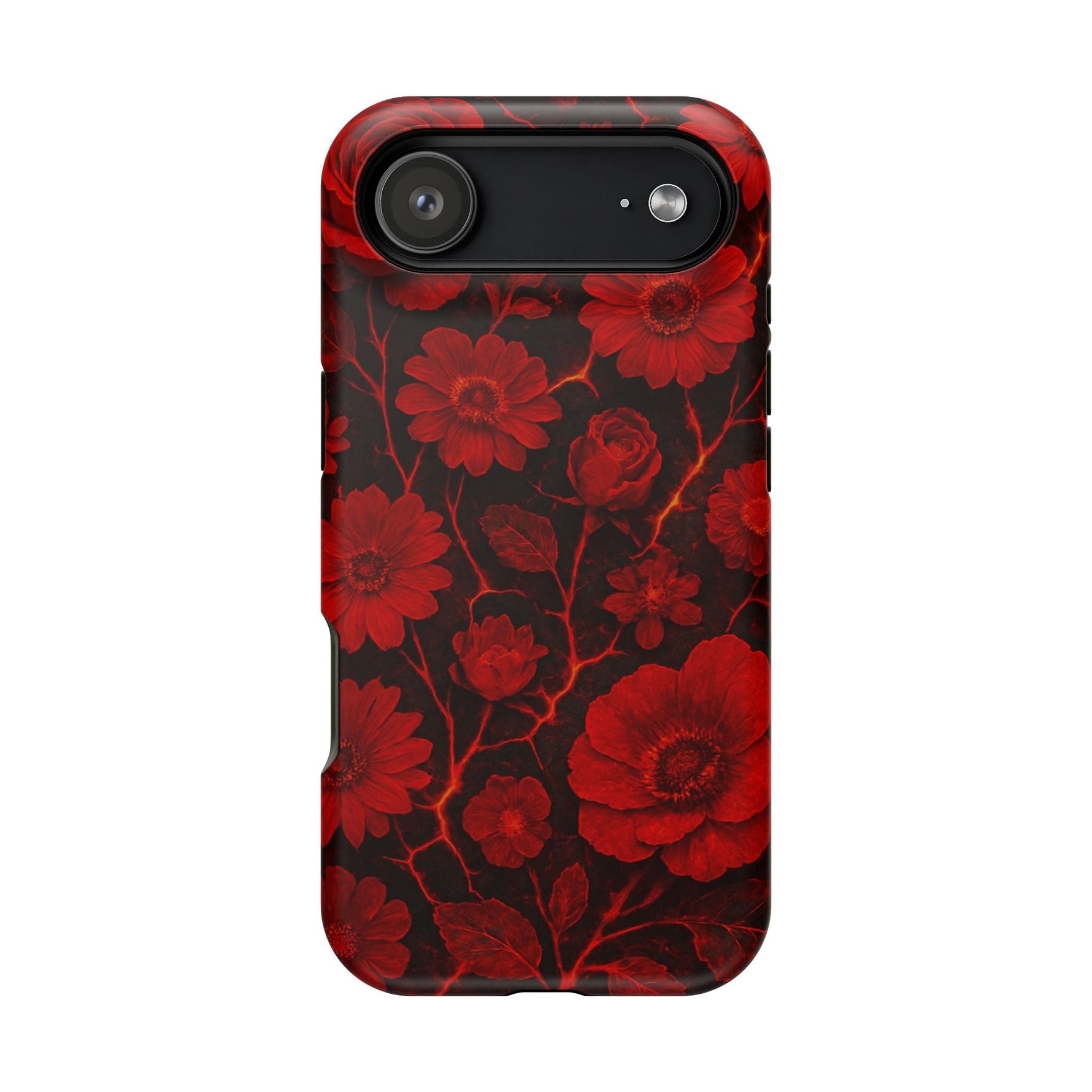 Melted Lava Dark Red Floral iPhone Case — MagSafe Compatible  Shamo's iPhone 17 Air / Matte