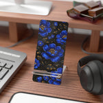 Blue Floral Phone Stand — Decorative Mobile Display Stand for Smartphones - 2.8" x 5.9" / Glossy - Shamo's