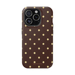 Polka Dot iPhone Case — Brown & Cream MagSafe Protective Cover