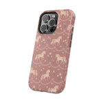 Rose Ponies MagSafe Phone Case, glossy square triple-camera Pro model, angled rear view