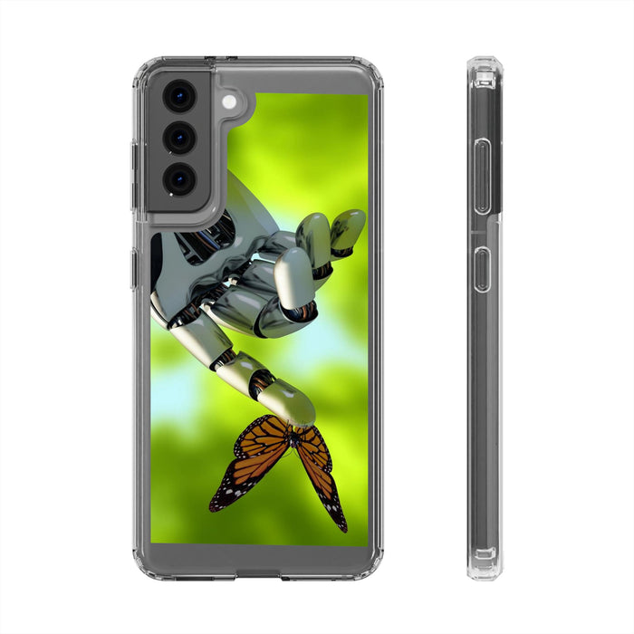 Clear Phone Cases with Robotic hand and Butterfly theme