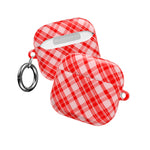 Red Plaid AirPod Case – Festive Check Pattern Protective Cover