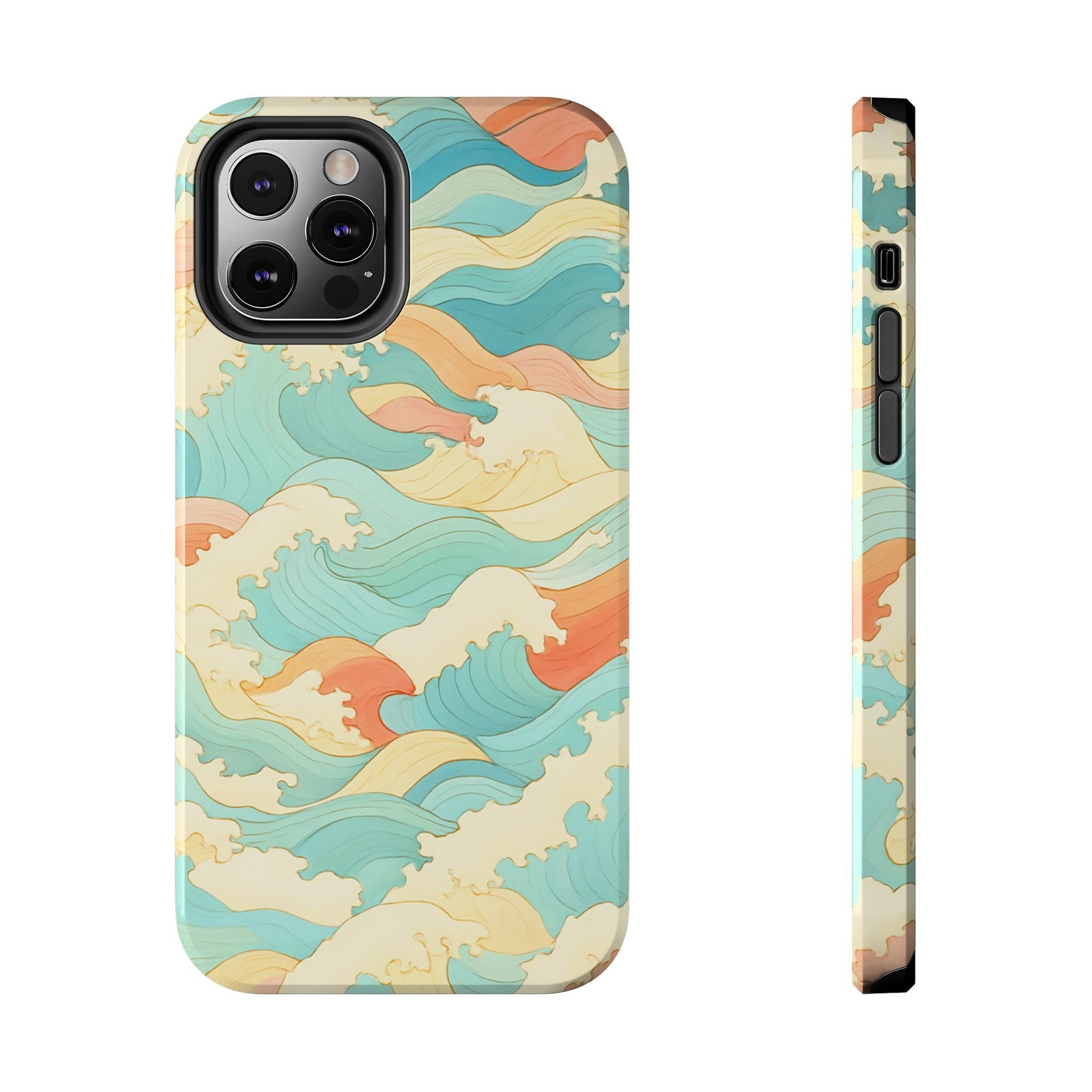 Ocean Wave Tough Phone Case — Pastel Retro Surf Pattern  Shamo's iPhone 12 Pro