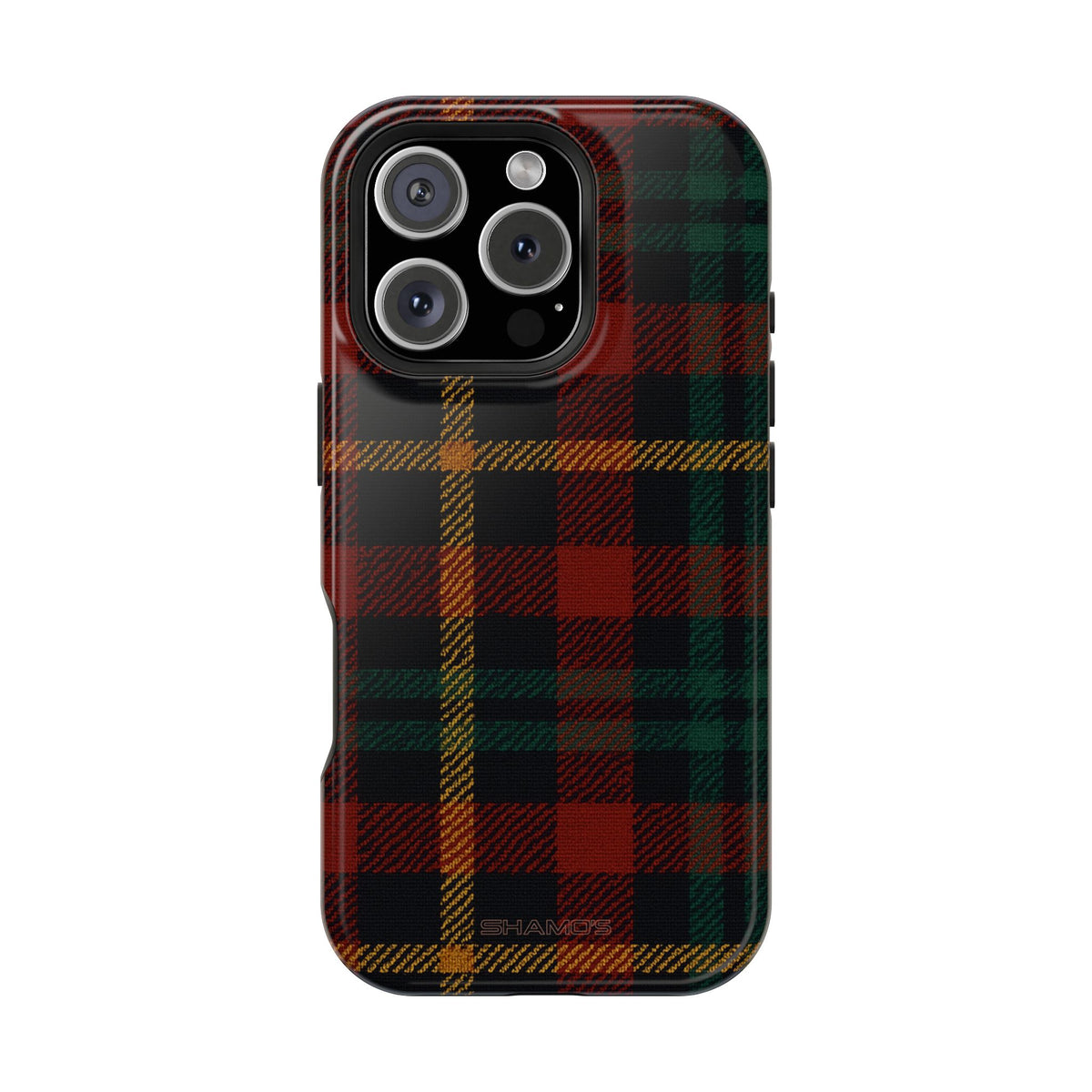 Funda para iPhone resistente a impactos con diseño de cuadros escoceses rojos y verdes con MagSafe