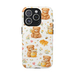 Honey Teddy Bear iPhone Case — Yellow Bee & Honey Pot Design with MagSafe