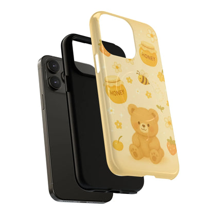 Cute Honey Teddy Bear iPhone Case — Yellow Bee & Honey Pot Design with MagSafe  Shamo's