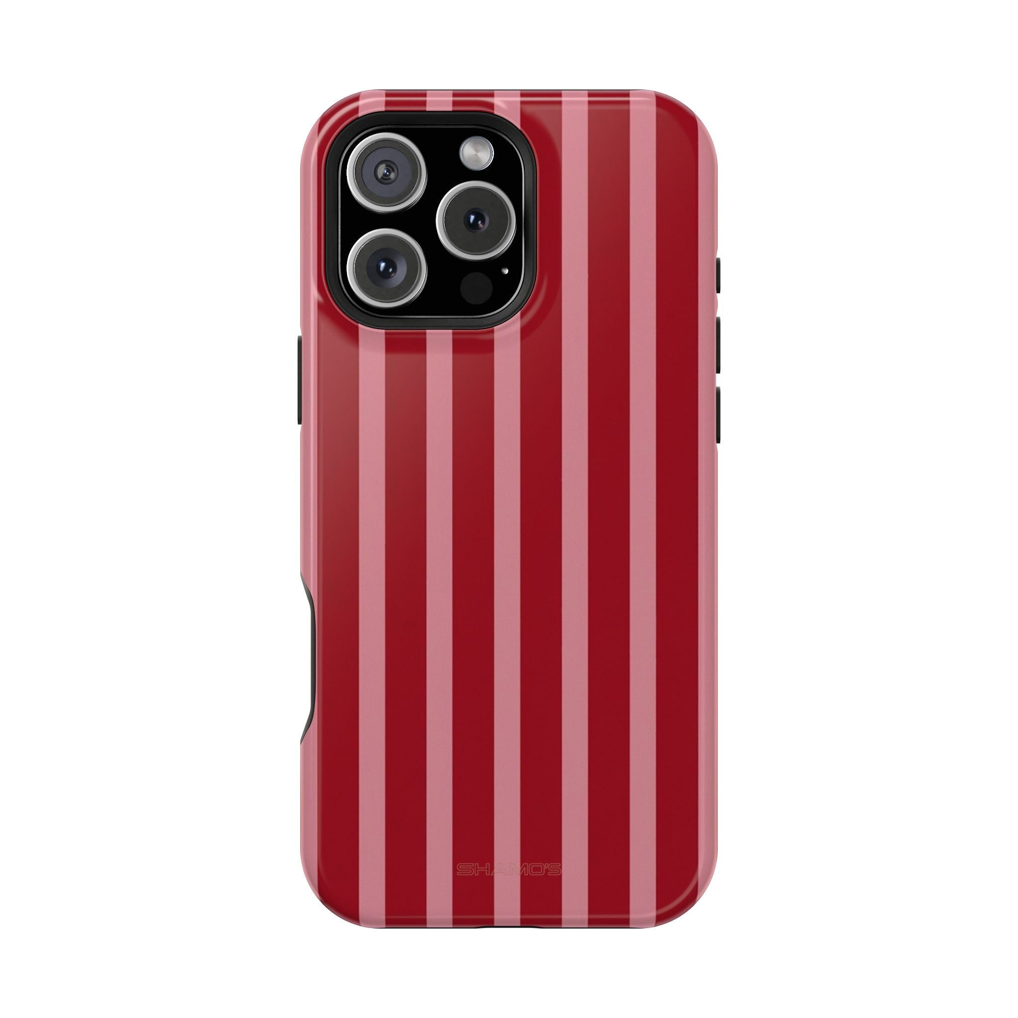 Red Burgundy Stripes Magnetic Impact-Resistant Phone Case | MagSafe Compatible - iPhone 16 Pro Max / Glossy - Shamo's