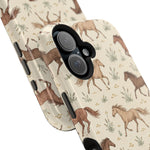 Wild Mustangs – Western Horse Pattern MagSafe Phone Case, glossy vertical dual-camera model, camera and side-button close-up