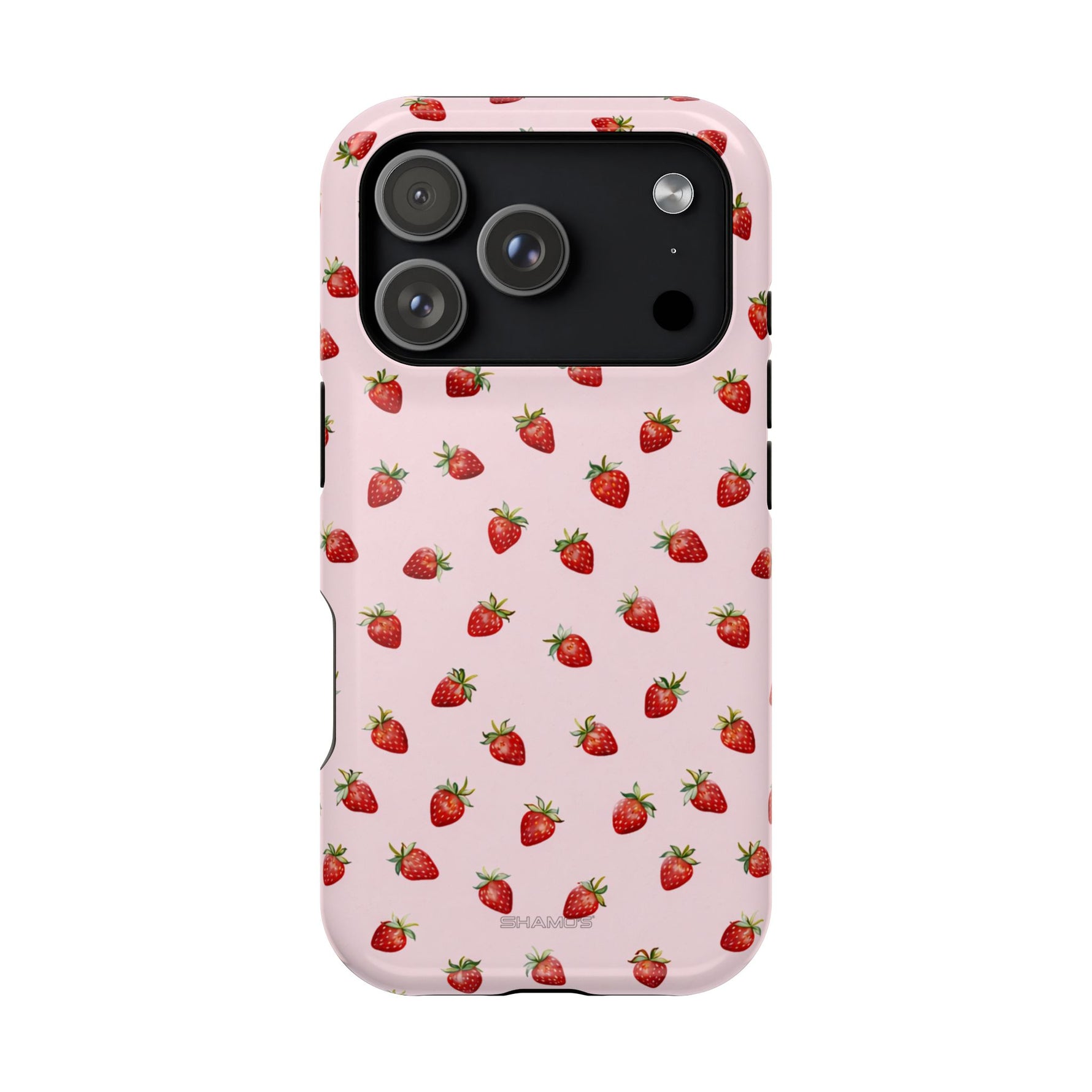 Strawberry Pattern Magnetic Impact-Resistant Phone Case with MagSafe Compatibility
