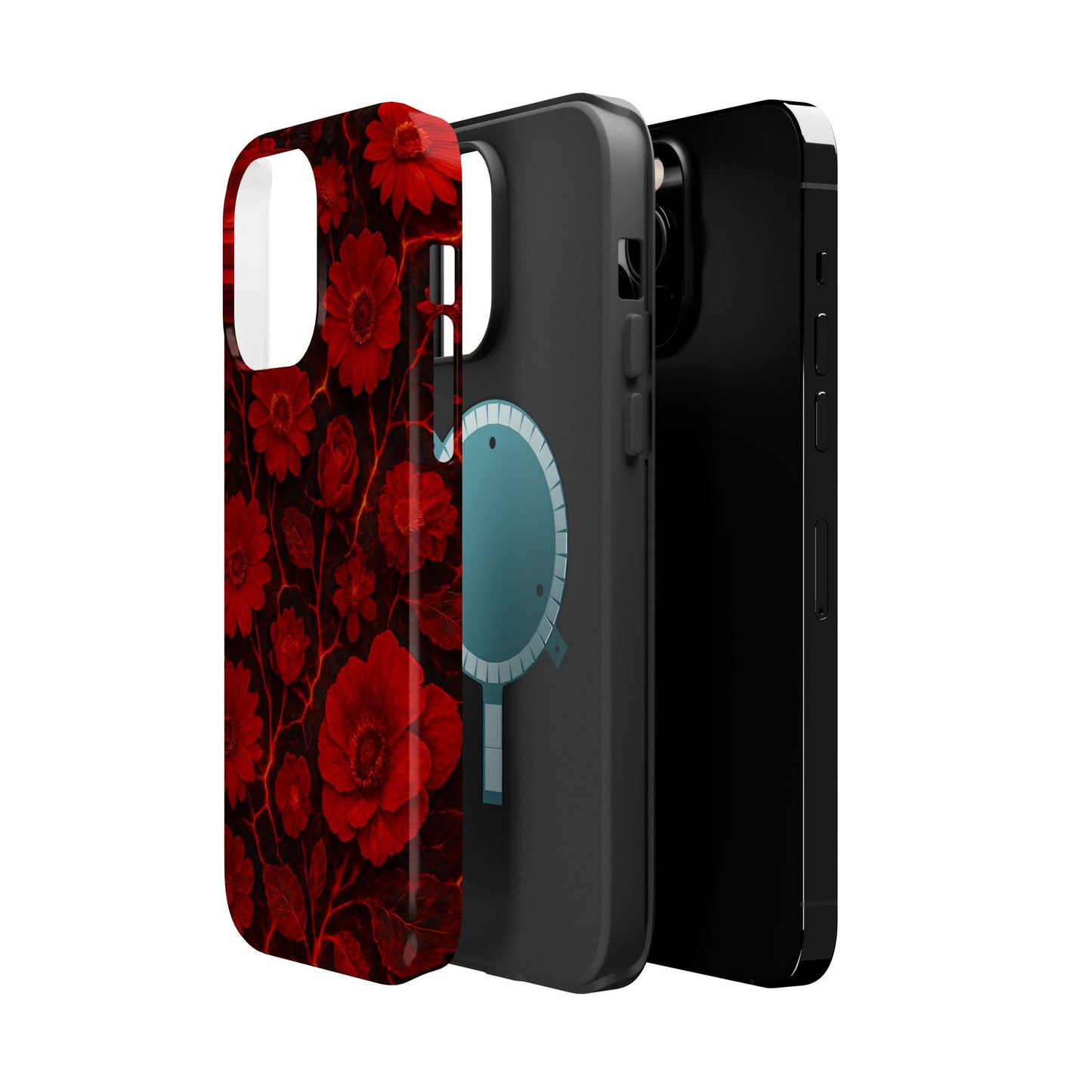 Melted Lava Dark Red Floral iPhone Case — MagSafe Compatible  Shamo's
