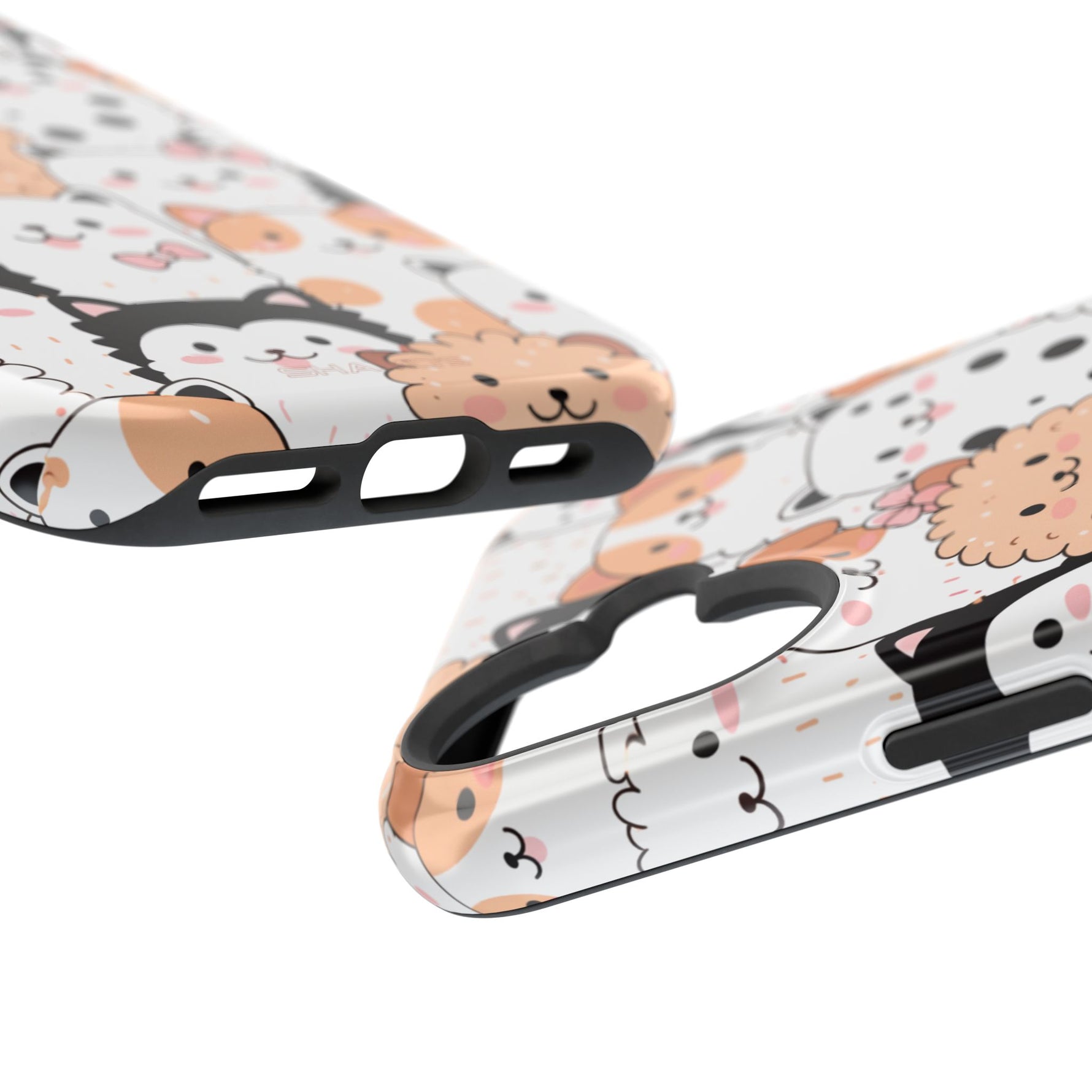 Cute Cartoon Cats & Puppies Phone Case with MagSafe Compatibility
