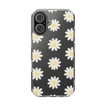 Clear Daisy Floral Phone Case, Impact-Resistant, Anti-Yellowing, Camera & Screen Protection - iPhone 16 / Without gift packaging - Shamo's