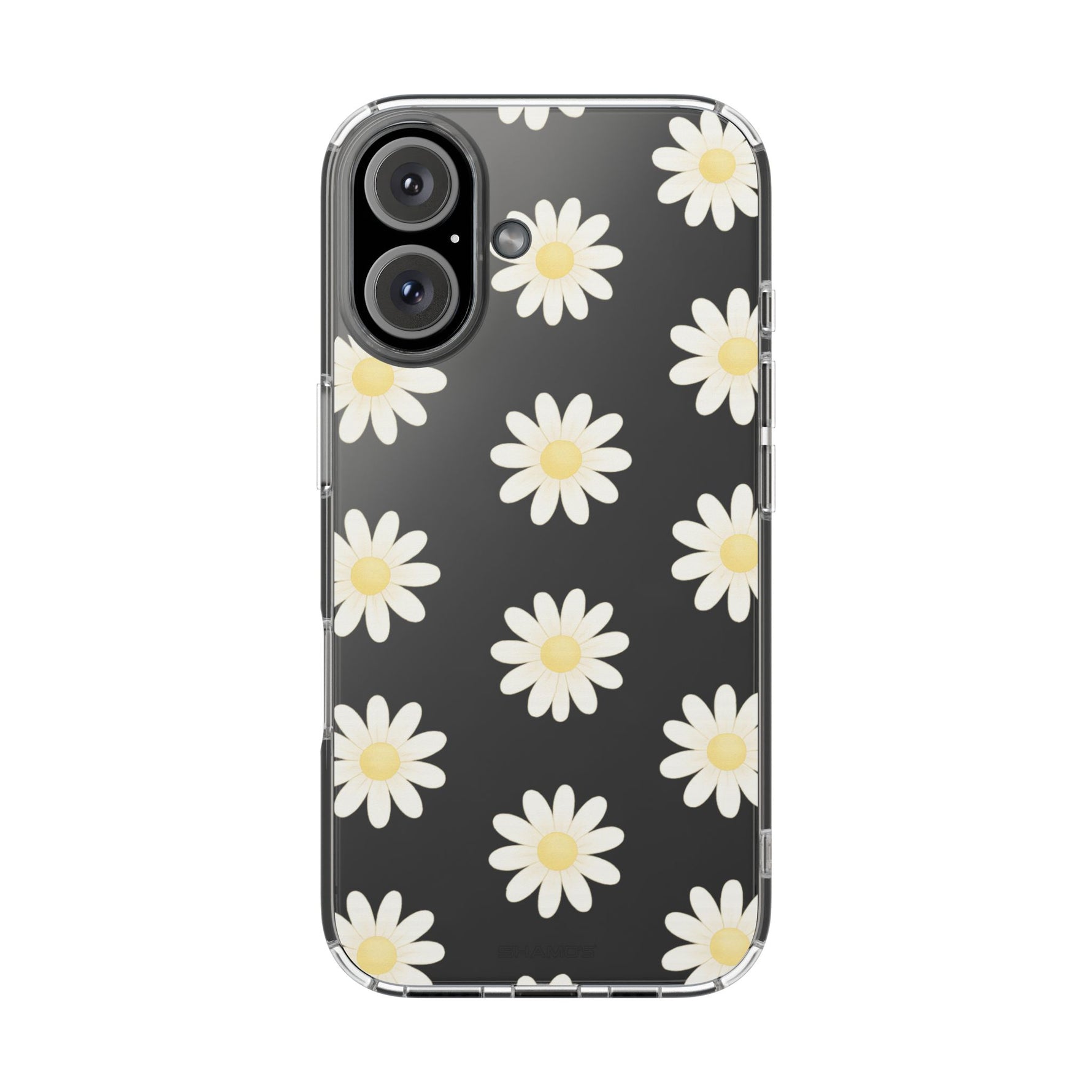 Clear Daisy Floral Phone Case, Impact-Resistant, Anti-Yellowing, Camera & Screen Protection - iPhone 16 / Without gift packaging - Shamo's