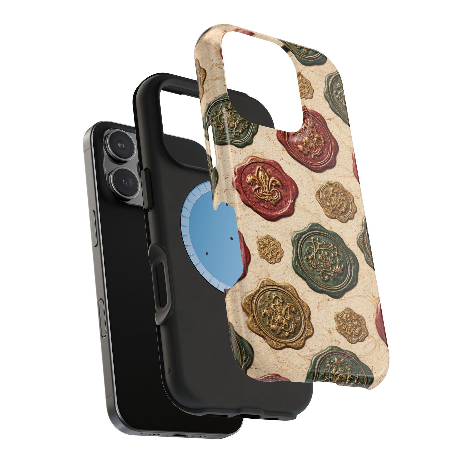 Vintage Wax Seal Pattern Magnetic Impact-Resistant Phone Case with MagSafe Compatibility