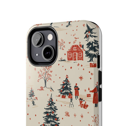 Winter Village Holiday Tough iPhone Case — Vintage Holidays & Snow Scene