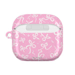 Pink Bow Pattern AirPod Case — Cute Floral Bow Protective Case