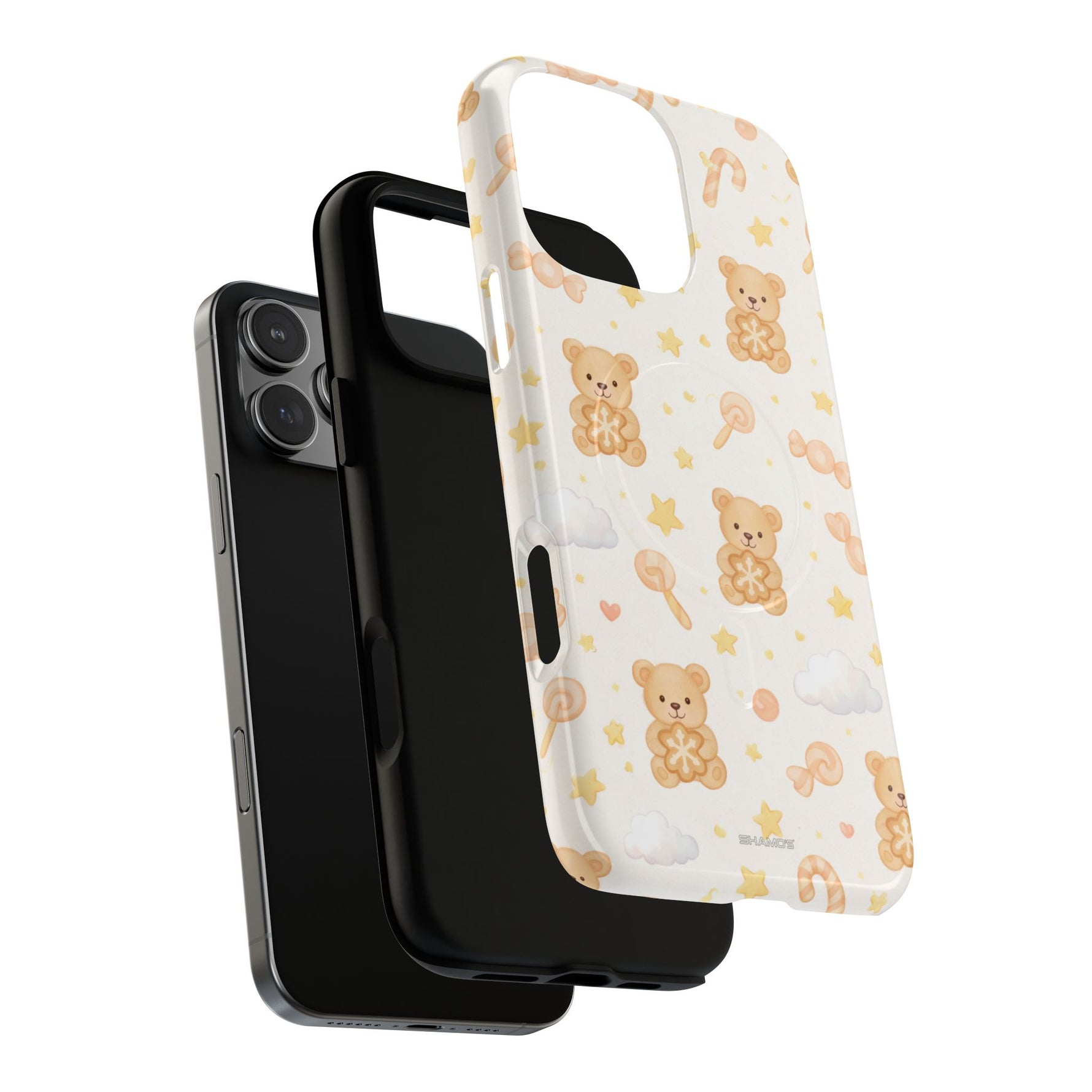 Beige Teddy Bear on Clouds iPhone Case with MagSafe