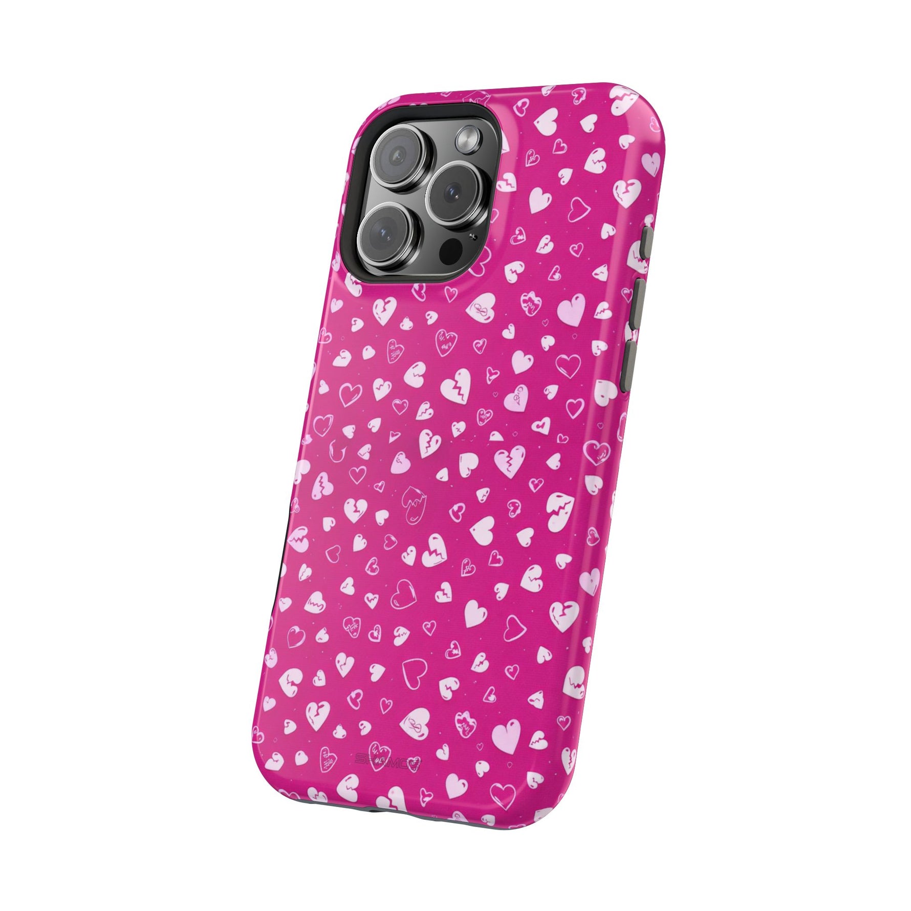 Broken Heart Hot Pink Impact-Resistant iPhone Case | MagSafe - iPhone 17 / Glossy - Shamo's