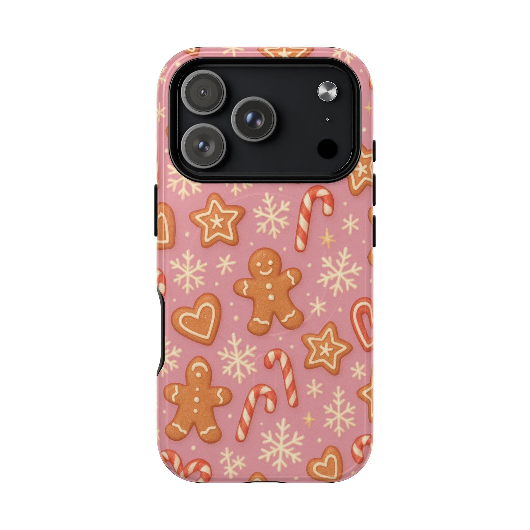 Pink Gingerbread Holiday iPhone Case with MagSafe compatibility - Shamo's