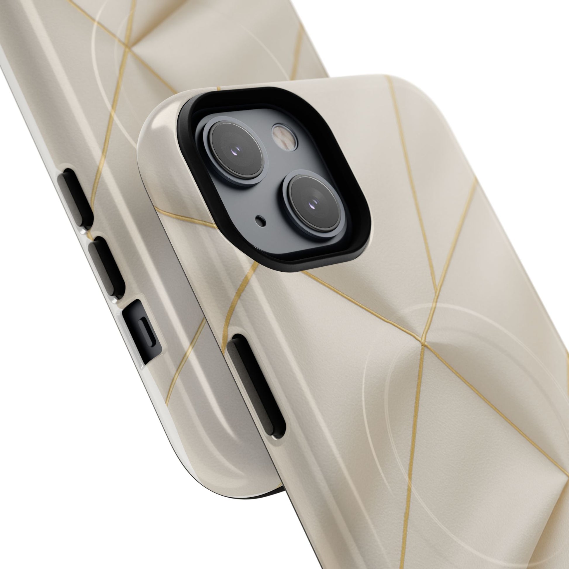 Beige Gold Geometric Luxury Series iPhone Case with MagSafe - Shamo's