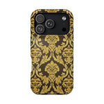 Gold Damask Magnetic Impact-Resistant iPhone Case with MagSafe Compatibility
