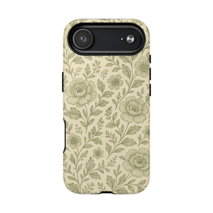 Sage Pattern Vintage Floral iPhone Case | Compatible with MagSafe