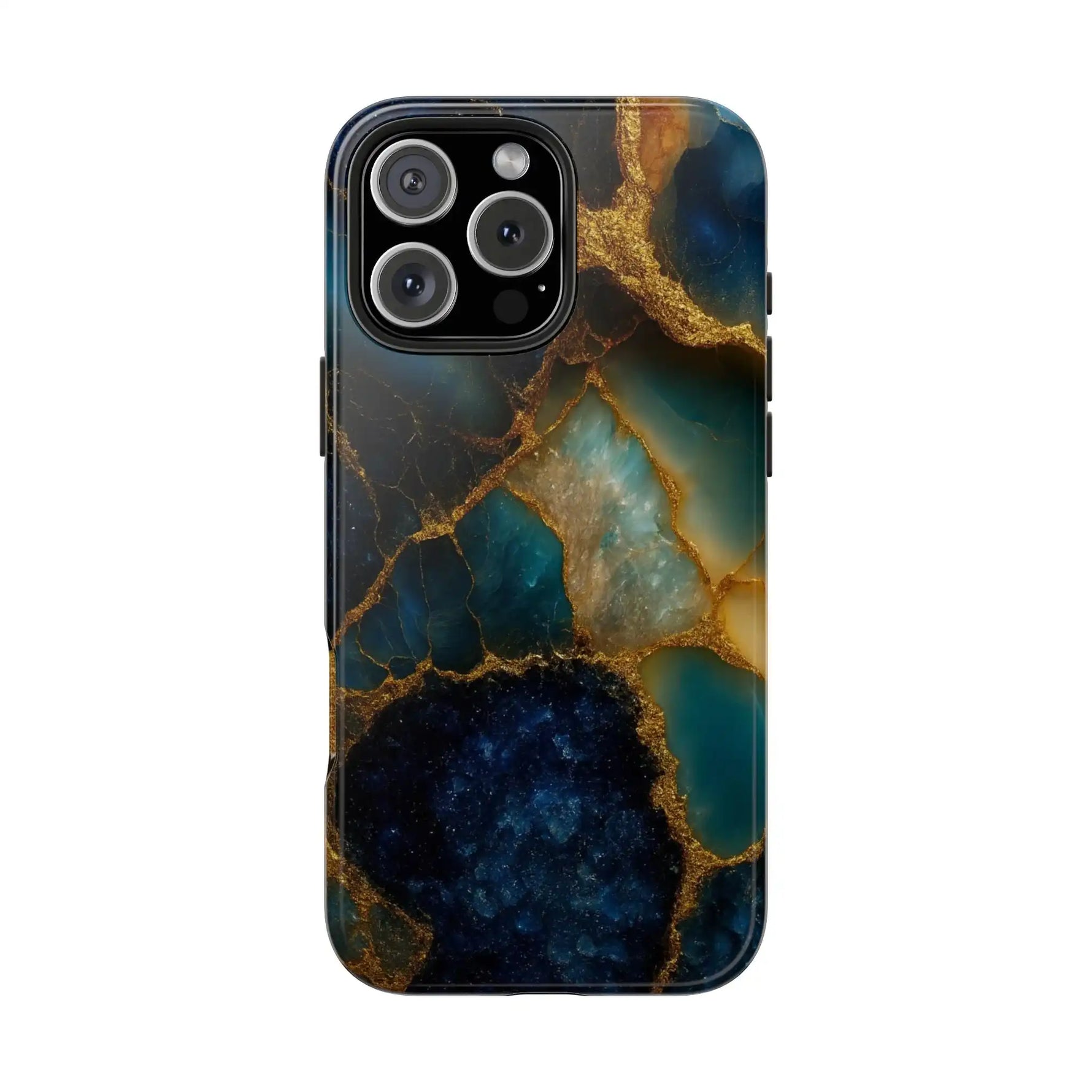 Blue Gold Agate Tough Phone Case Marble Stone Design  Shamo's iPhone 16 Pro Max