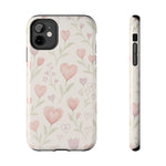 Pink Watercolor Heart Floral Pattern | Tough Impact Phone Case  Shamo's iPhone 11