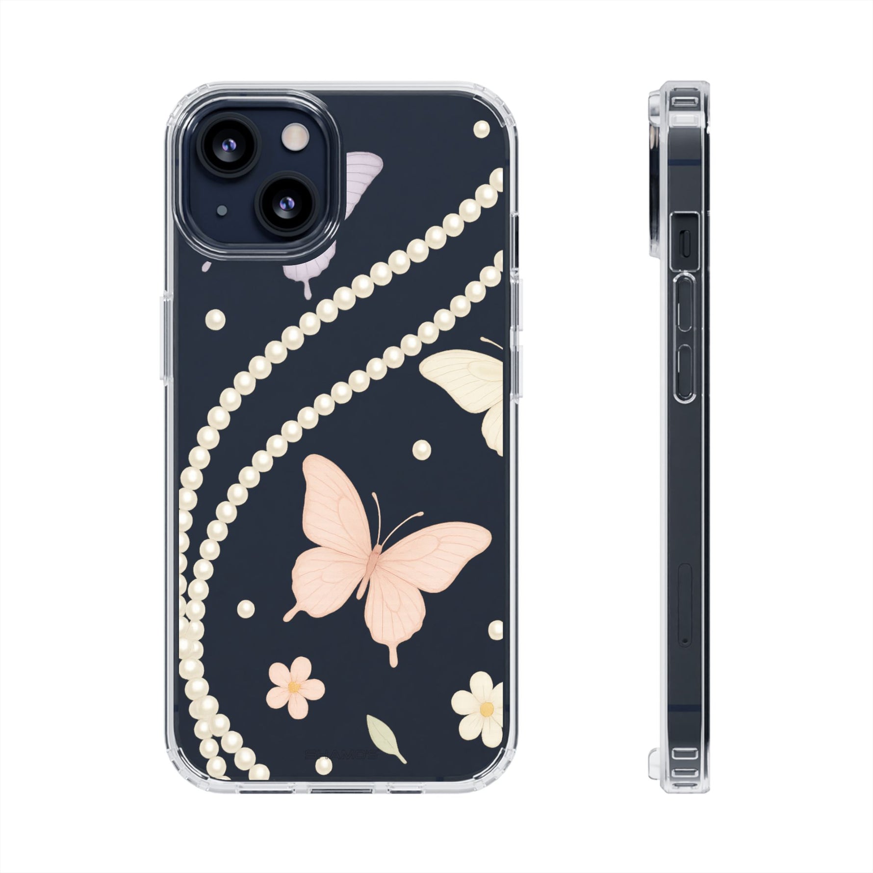 Butterfly Pearl Impact-Resistant Clear iPhone Case - iPhone 13 / Without gift packaging - Shamo's