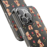 Romantic Teddy Bear Impact-Resistant Phone Case with Heart Design