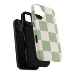 Sage Checkerboard Tough iPhone Case - Compatible with MagSafe - Shamo's
