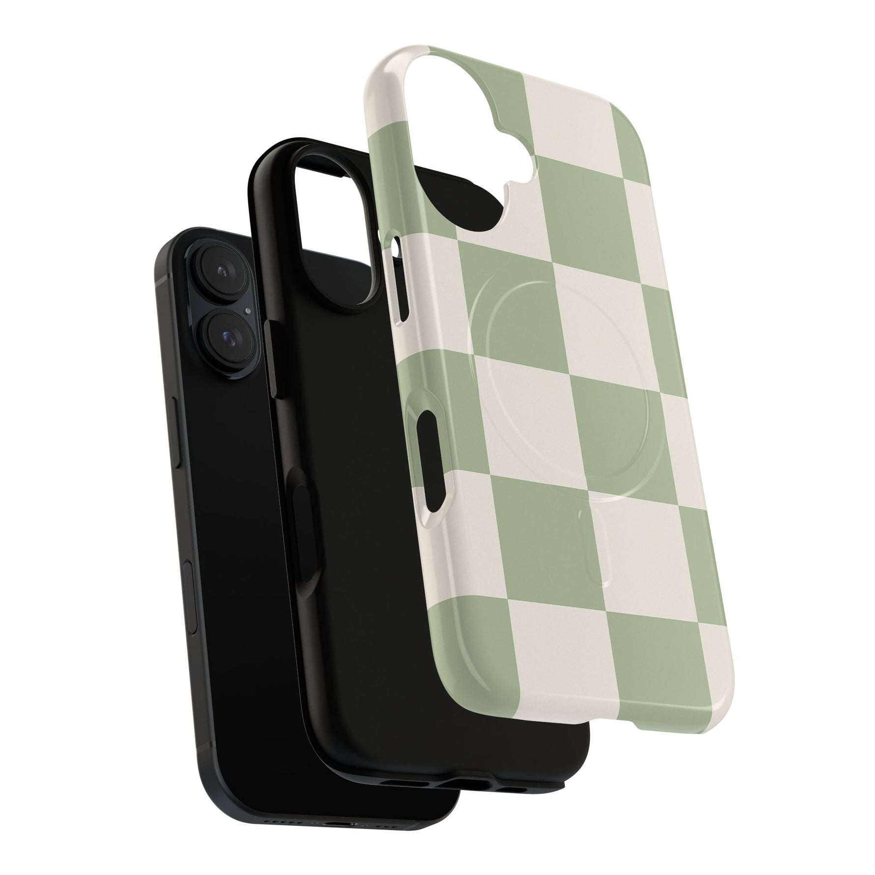 Sage Checkerboard Tough iPhone Case - Compatible with MagSafe - Shamo's