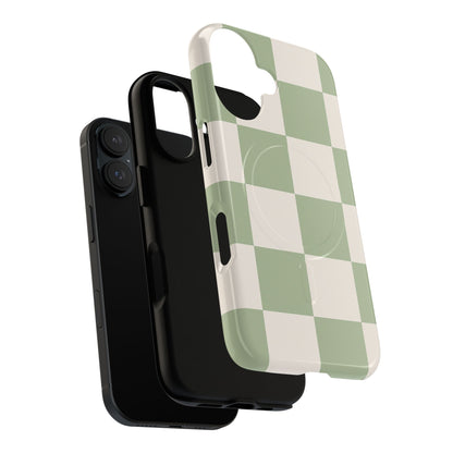 Sage Checkerboard Tough iPhone Case - Compatible with MagSafe