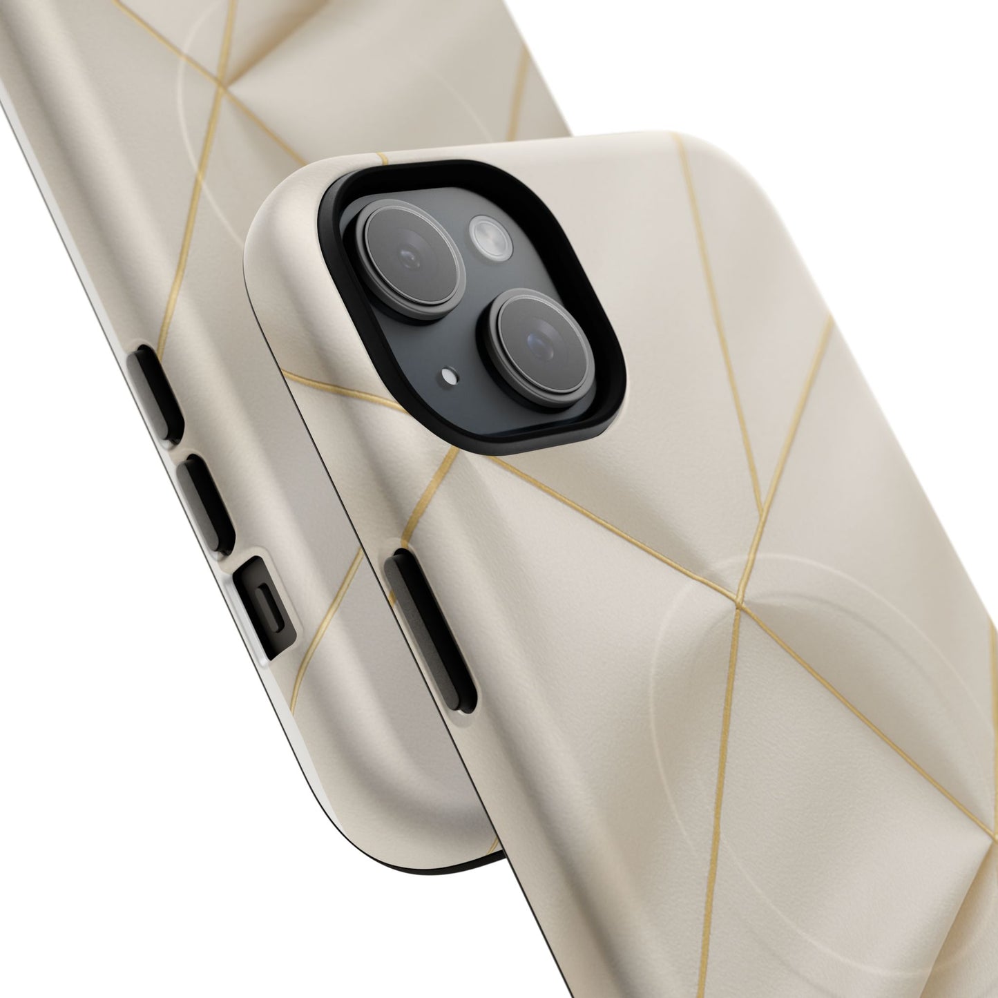 Beige Gold Geometric Luxury Series iPhone Case with MagSafe - Shamo's