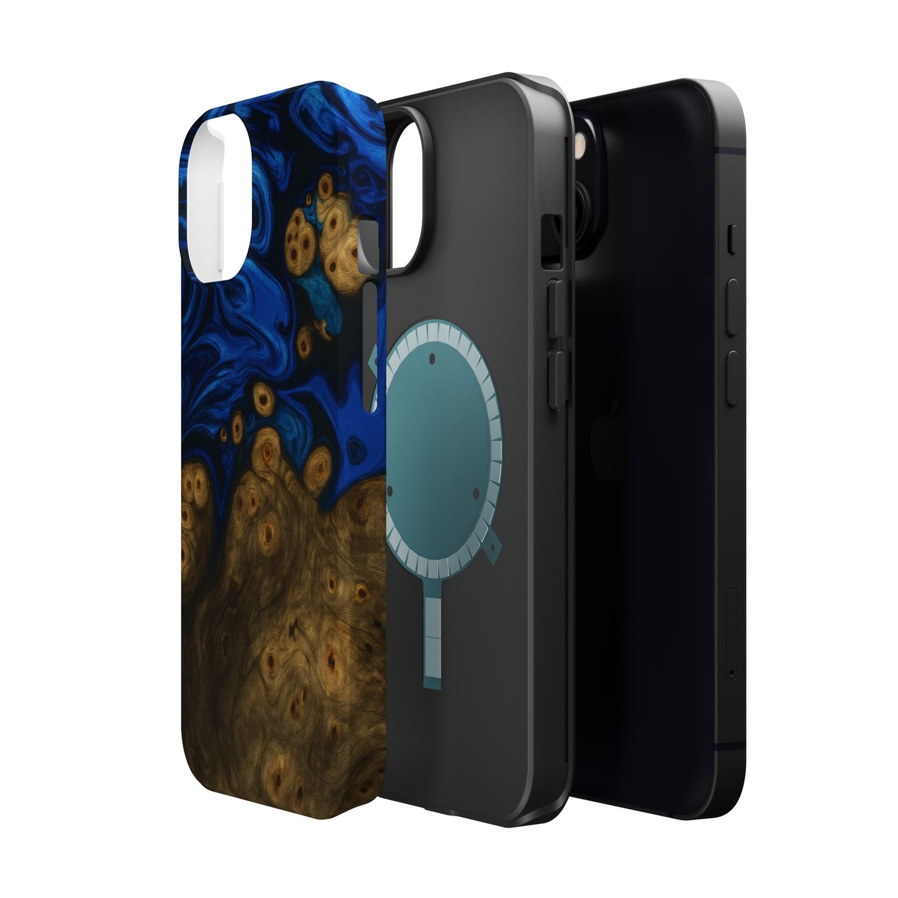 Blue Swirl & Burl Wood Impact iPhone Case | MagSafe compatible  Shamo's
