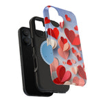 3D Paper Hearts Valentine Love iPhone Case with MagSafe Compatibility, Personalizable - iPhone 17 Pro Max / Glossy - Shamo's
