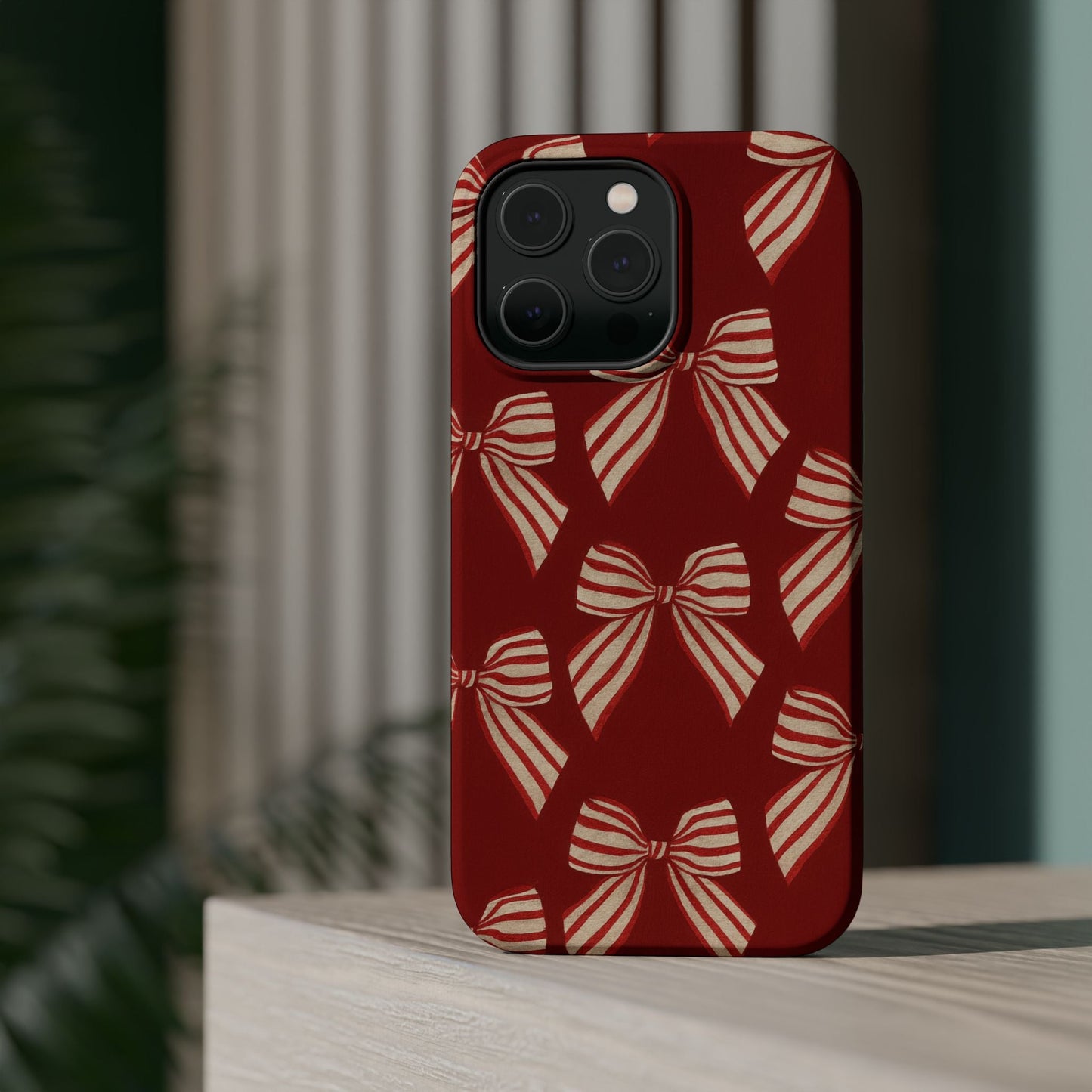Holiday Red Bow iPhone Case — Impact‑Resistant iPhone Cover with MagSafe compatibility
