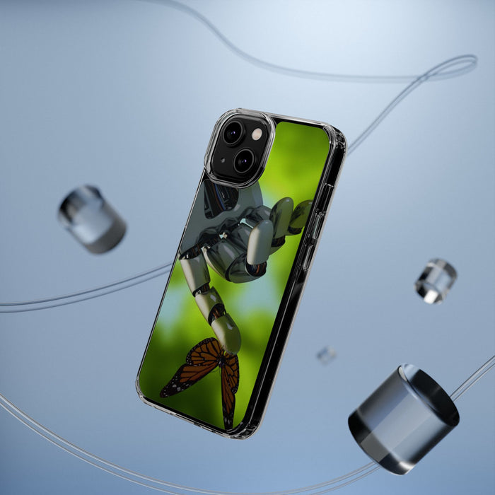 Clear Phone Cases with Robotic hand and Butterfly theme