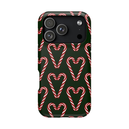 Candy Cane Heart MagSafe Impact-Resistant iPhone Case