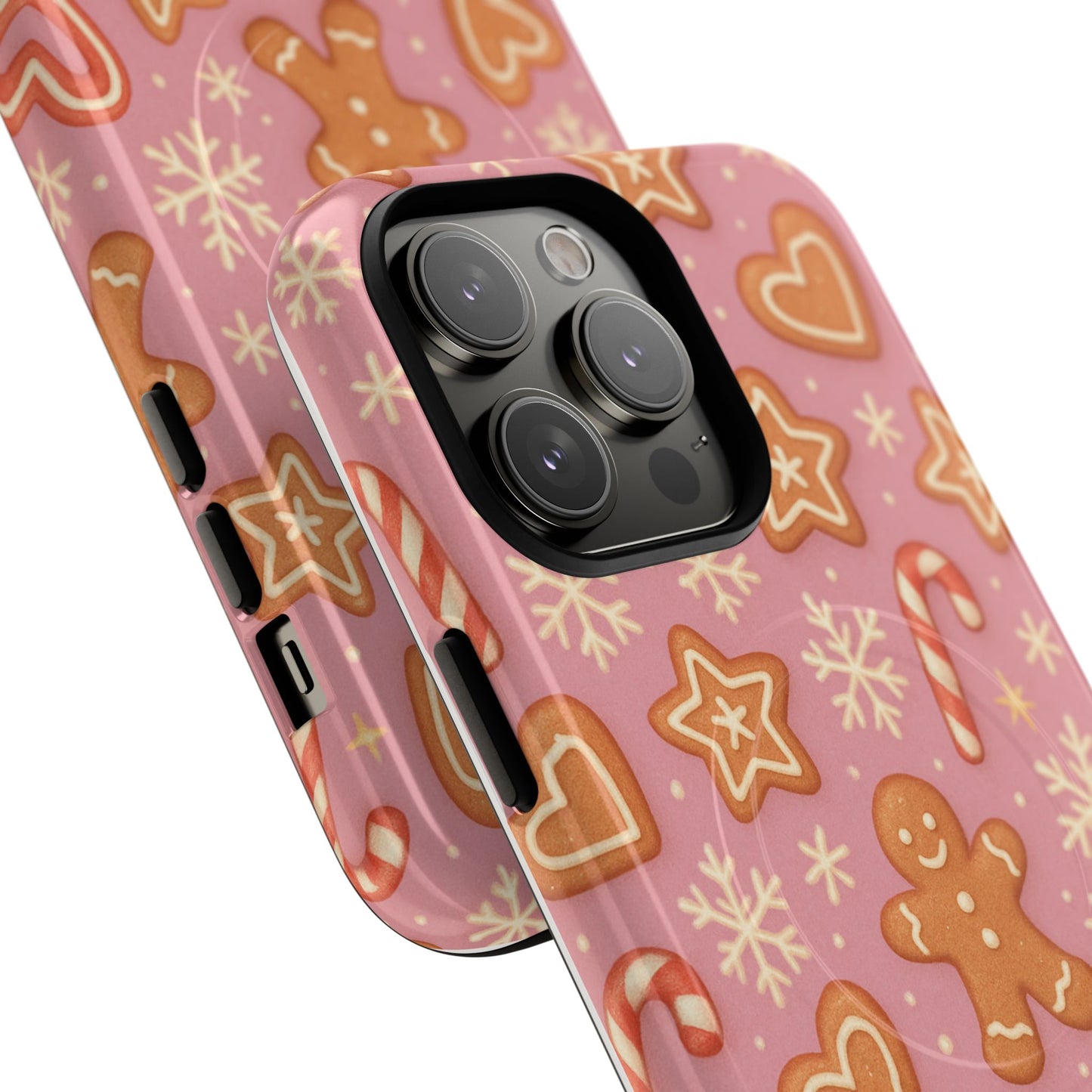 Pink Gingerbread Holiday iPhone Case with MagSafe compatibility