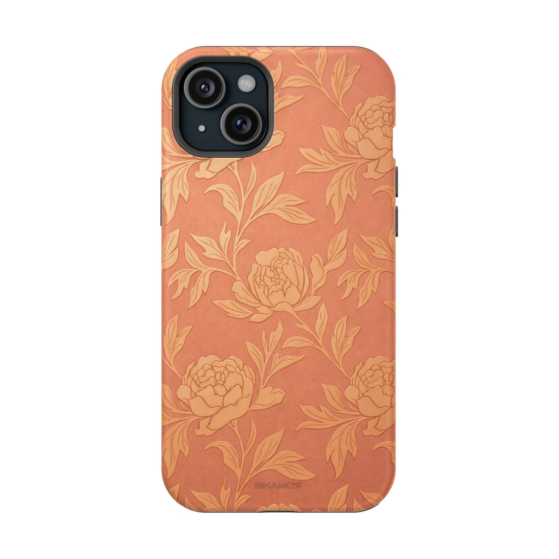 Floral Rose Gold Magnetic Impact-Resistant iPhone Case, MagSafe Compatible - iPhone 15 Plus / Matte - Shamo's