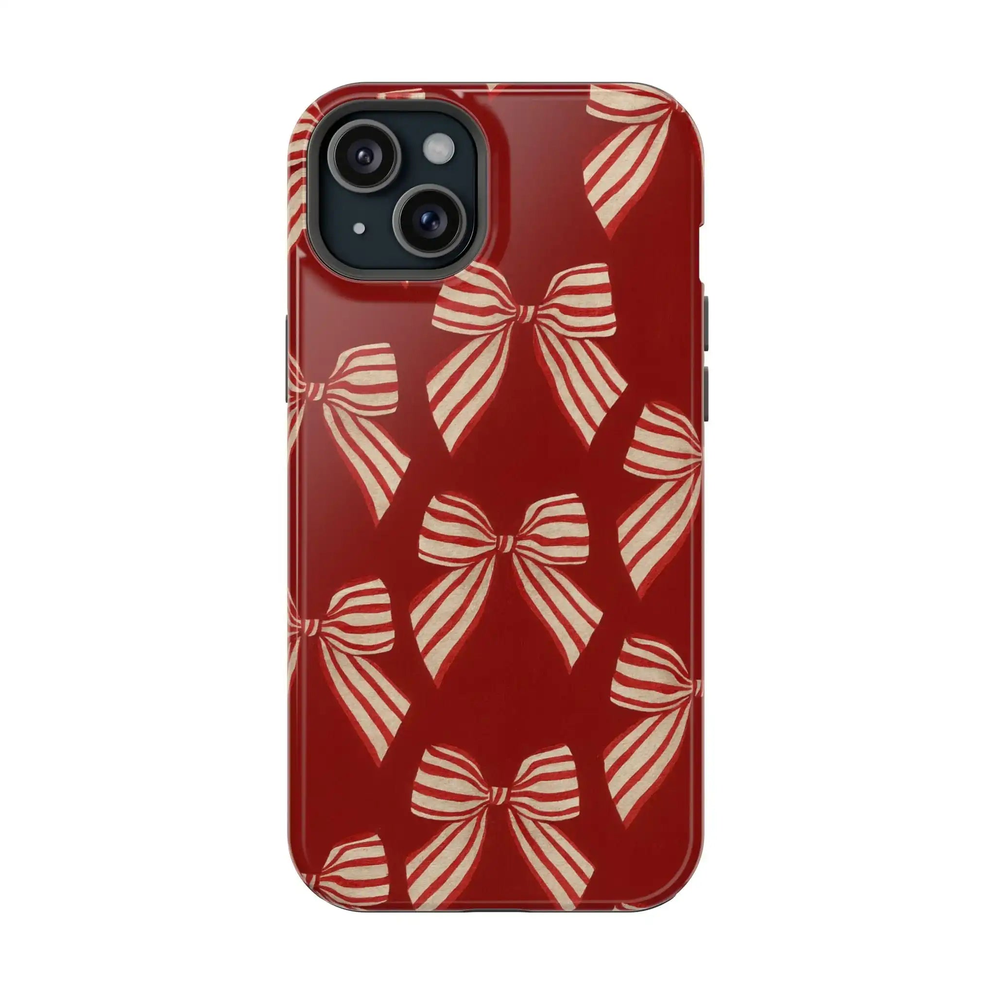 Holiday Red Bow iPhone Case — Impact‑Resistant iPhone Cover with MagSafe compatibility  Shamo's iPhone 15 Plus / Glossy