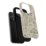NY City Icons Tough iPhone Case — Statue of Liberty, Pizza & Taxi Pattern | Compatible with MagSafe  Shamo's