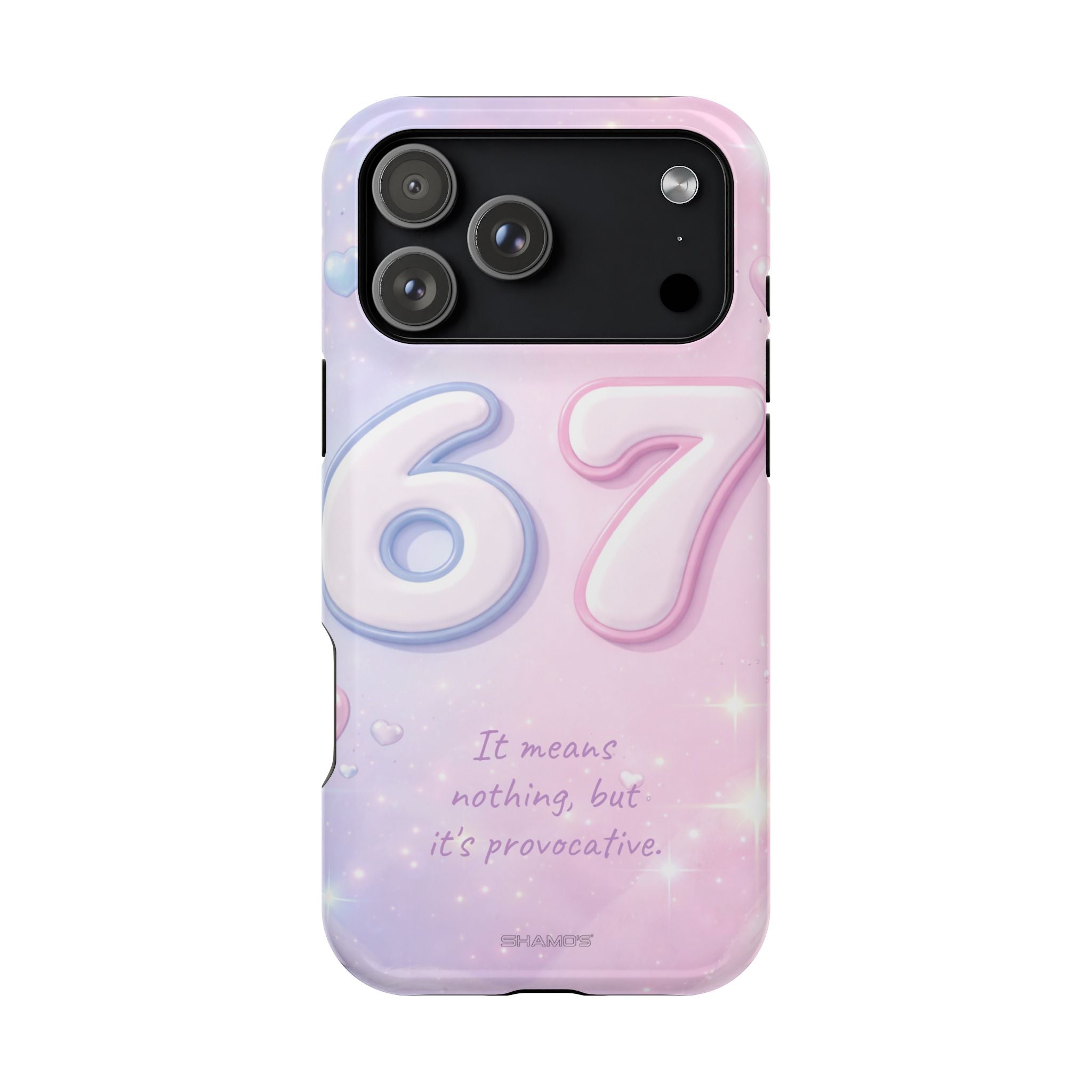 6 7 Viral TikTok Trend Pastel Aesthetic Magnetic Impact-Resistant iPhone Case, Personalizable Text and MagSafe Compatible