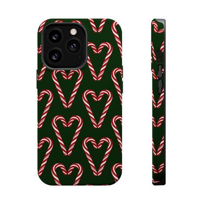 Candy Cane Heart MagSafe Impact-Resistant iPhone Case