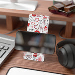 Valentine Doodle Phone Stand — Romantic Pattern Mobile Display Stand