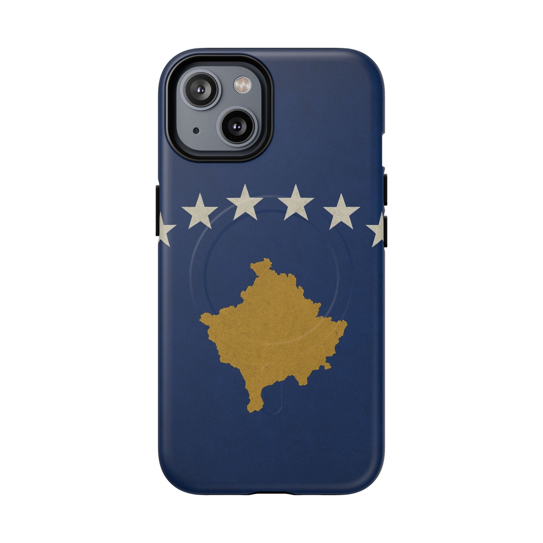 Kosovo Flag Tough iPhone Case — Navy Blue Stars & Gold Map (MagSafe compatible)  Shamo's iPhone 14 / Matte